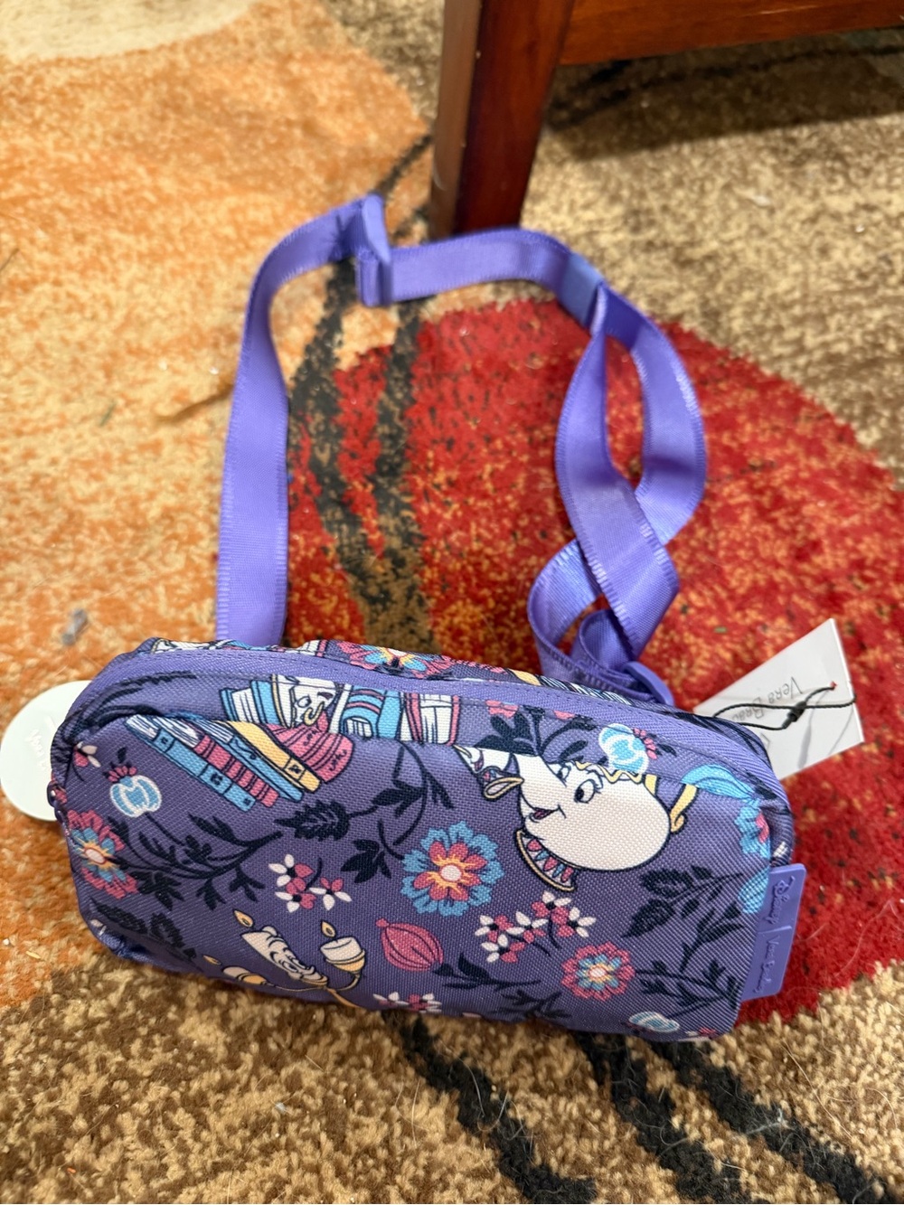 Beauty and the Beast Disney Purple Floral Character Crossbody Purse/belt bag